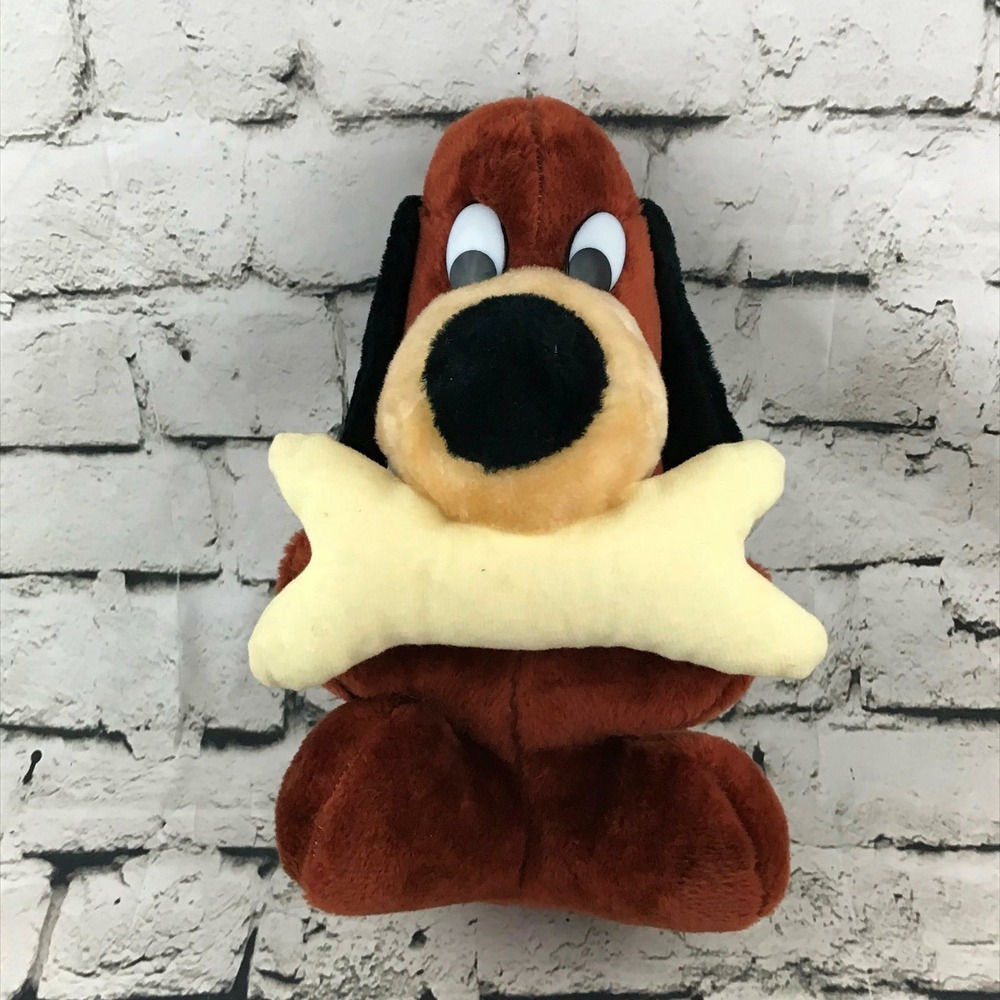 VTG Classic Toy Co Dog & Bone Plush Brown Styrofoam Pellet Filled Soft Toy